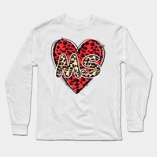 Love MISSISSIPPI Leopard Heart MS Long Sleeve T-Shirt